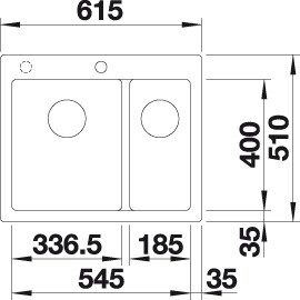 Blanco PLEON 6 Split-PD Fekete színű tart.nélkül Gránit mosogatótál (525955) - Image 2