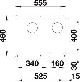 Blanco SUBLINE 340/160-U Silgránit Antracit színű balos exc.n.Gránit mosogatótál (523548) - Image 2