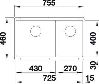Blanco SUBLINE 430/270-U Silgránit Fekete színű exc.n.Gránit mosogatótál (525991) - Image 2