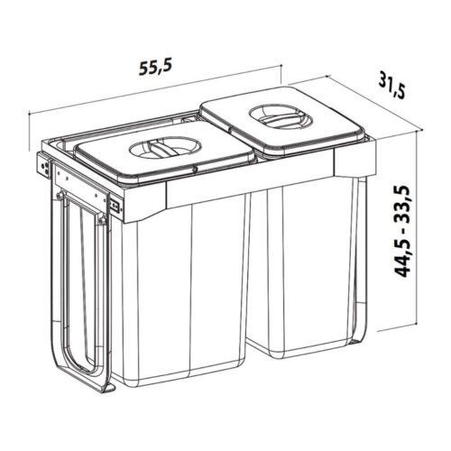 EKOTECH FREE JAZZ SHORT 60 - 2x15 liter Szelektív hulladékgyűjtő - Image 2