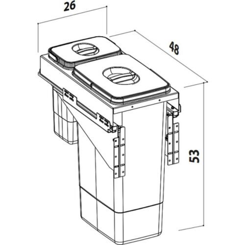 EKOTECH FRONT 30 - 1x26 liter+1x7 liter Szelektív hulladékgyűjtő - Image 2