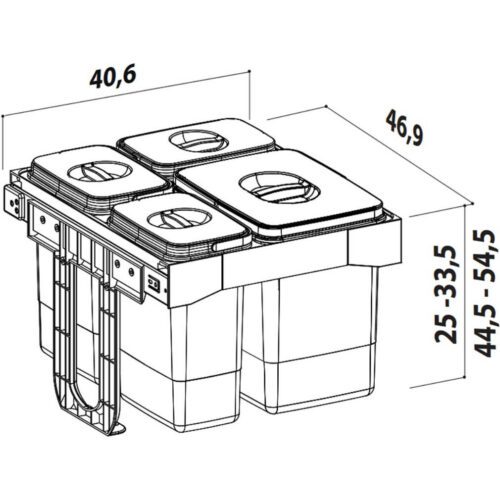 EKOTECH JAZZ 45 - 1x12 liter+3x5 liter Szelektív hulladékgyűjtő - Image 2