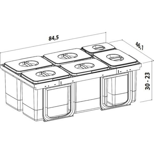 EKOTECH JAZZ 90 - 5x12 liter+1x5 liter Szelektív hulladékgyűjtő - Image 2