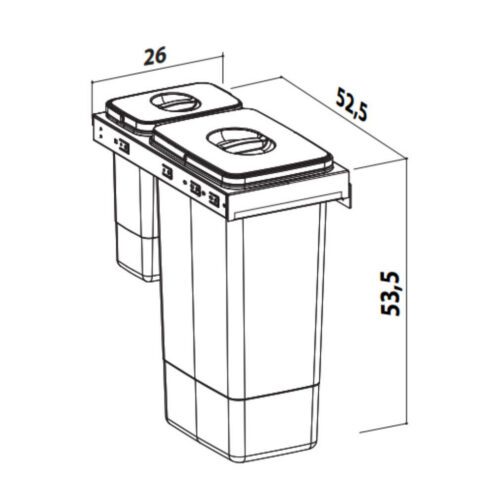 EKOTECH SMART INOX 1x26 liter+1x7 liter Szelektív hulladékgyűjtő - Image 2