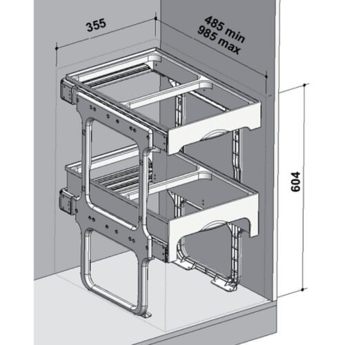 EKOTECH TANDEM SHORT 40 - 2x15+2x12 liter Szelektív hulladékgyűjtő - Image 2