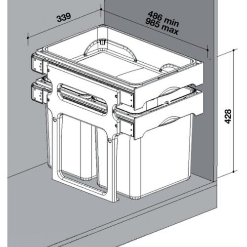 EKOTECH TANK 40 - 1x34 liter Szelektív hulladékgyűjtő - Image 2