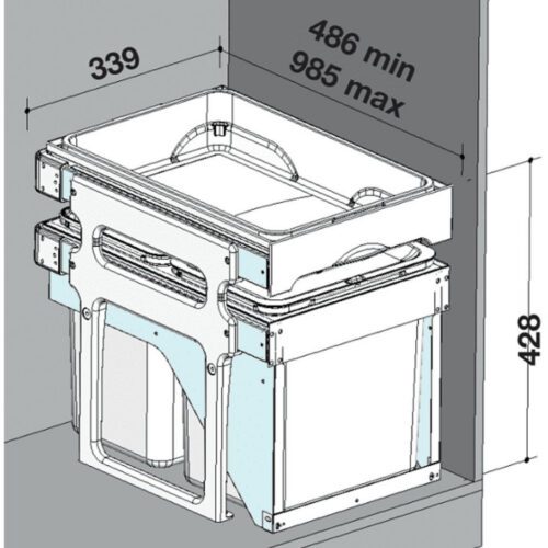EKOTECH TANK FRONT 40 - 1x16+2x8 liter Szelektív hulladékgyűjtő - Image 2
