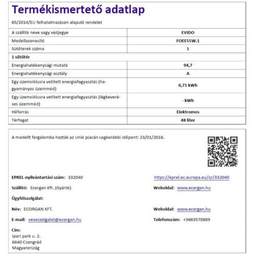 EVIDO FREE EE55W Elektromos tűzhely - Image 2