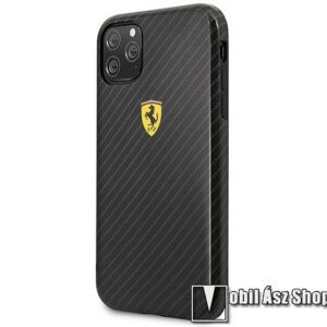 Ferrari Scuderia műanyag védő tok / hátlap - FEKETE KARBON MINTÁS - APPLE iPhone 11 Pro - FESPCHCN58CBBK - GYÁRI