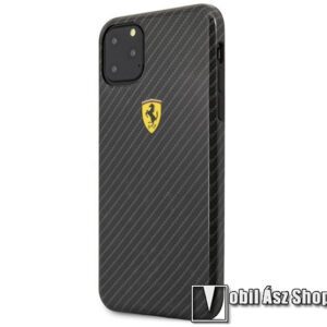 Ferrari Scuderia műanyag védő tok / hátlap - FEKETE KARBON MINTÁS - APPLE iPhone 11 Pro Max - FESPCHCN65CBBK - GYÁRI