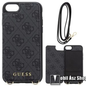 GUESS 4G Crossbody műanyag védő tok / textil hátlap - SZÜRKE - kihajtható textil hátlap