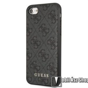 GUESS 4G METAL GOLD LOGO műanyag védő tok / textil hátlap - SZÜRKE - szilikon keret