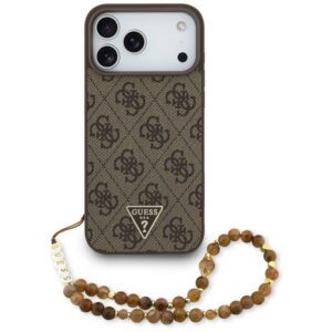 Guess 4G Strap háromszög logó MagSafe tok iPhone 17 Pro Max-hoz barna