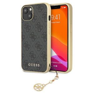 Guess GUHCP13MGF4GGR iPhone 13 6.1" szürke keménytok 4G Charms kollekció
