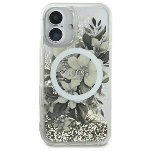 Guess GUHMP16SLFMWTE Liquid Glitter Flower MagSafe keménytok iPhone 16 - bézs - Image 2