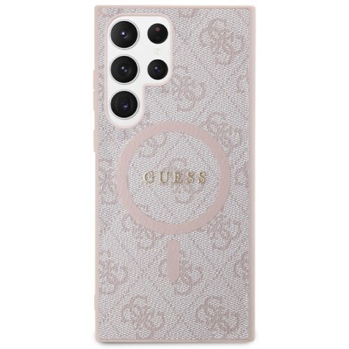 Guess GUHMS24LG4GFRP S24 Ultra S928 rózsaszín keménytok 4G Collection bőr fém logó MagSafe - Image 2