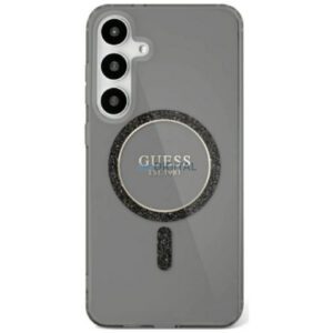 Guess GUHMS25LHFGEREK IML Glitter Circle MagSafe-kompatibilis tok Samsung Galaxy S25 Ultra - fekete