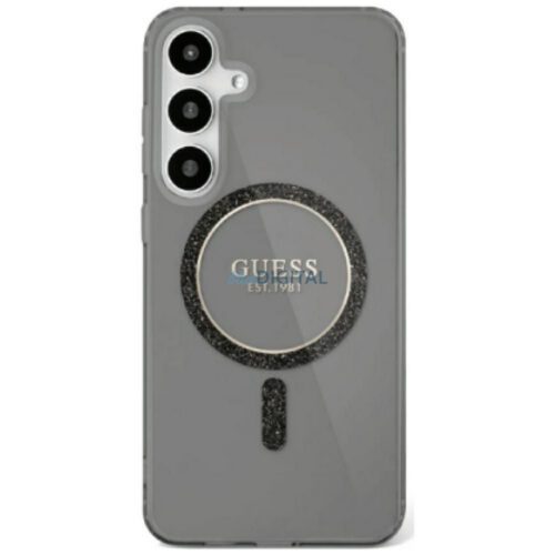 Guess GUHMS25LHFGEREK IML Glitter Circle MagSafe-kompatibilis tok Samsung Galaxy S25 Ultra - fekete