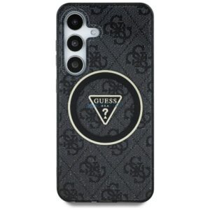 Guess GUHMS25LHG4PRTGK IML Metal Glitter 4G Circle Triangle MagSafe-kompatibilis tok Samsung Galaxy S25 Ultra - fekete