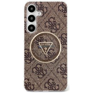 Guess GUHMS25SHG4PRTGW IML Metal Glitter 4G Circle Triangle MagSafe-kompatibilis tok Samsung Galaxy S25 - barna