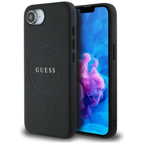 Guess HC MagSafe PU texturált aranygyűrűs tok iPhone 16e