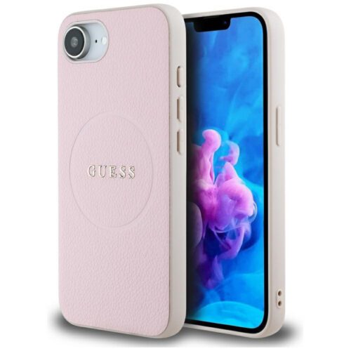 Guess HC MagSafe PU texturált aranygyűrűs tok iPhone 16e