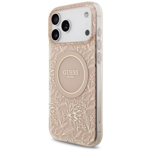 Guess IML Virágok Electro Pearl Strap MagSafe tok iPhone 17 Pro Max rózsaszínű - Image 2