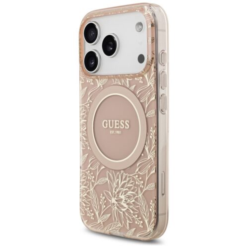 Guess IML Virágok Electro Pearl Strap MagSafe tok iPhone 17 Pro rózsaszín - Image 2