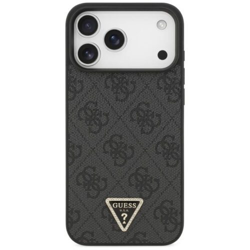 Guess bőr 4G háromszög Strass MagSafe tok iPhone 17 Pro Max fekete - Image 2