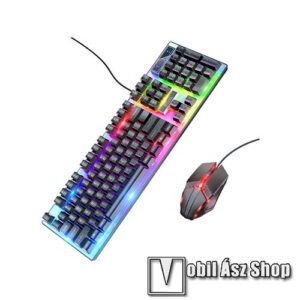 HOCO GM18 LUMINOUS gamer optikai egér + billentyűzet - 104 gombos ANGOL kiosztású USB billentyűzet