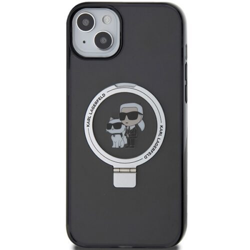 Karl Lagerfeld KLHMP14SHMRSKCK iPhone 14 6.1" fekete keménytok Gyűrűs állvány Karl&Choupettte MagSafe - Image 2