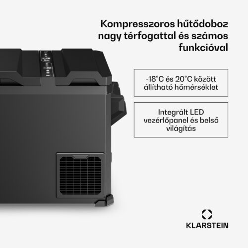Klarstein Arctiq Duo hűtőtáska | Kompresszorral | 43 liter | 58 doboz | -18-20 °C | Fekete | 78 cm - Image 2