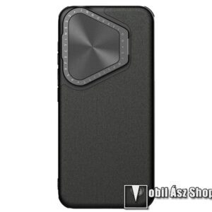 NILLKIN CAMSHIELD PROP LEATHER műanyag védőtok - FEKETE - szilikon betétes