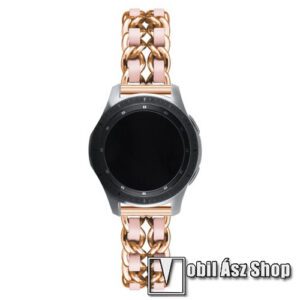 Okosóra szíj - ROSE GOLD / RÓZSASZÍN - rozsdamentes acél / PU bőr - 190mm hosszú
