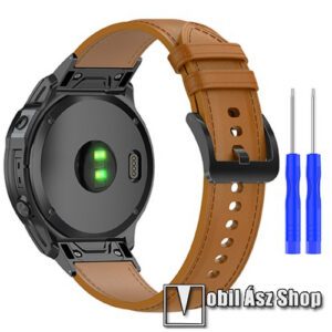 Okosóra szíj - VILÁGOSBARNA - valódi bőr - 106 + 132mm hosszú
