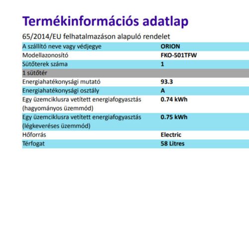 Orion FKO501TFW Kombinált tűzhely - Image 2