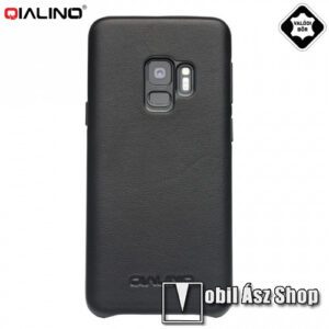 QIALINO műanyag védőtok (valódi bőrbevonat) FEKETE - Samsung Galaxy S9 (SM-G960) - GYÁRI