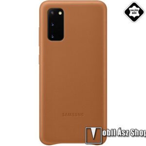 SAMSUNG műanyag védő tok / valódi bőr hátlap - BARNA - SAMSUNG Galaxy S20 (SM-G980F) / SAMSUNG Galaxy S20 5G (SM-G981) - EF-VG980LA - GYÁRI