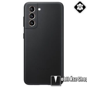 SAMSUNG műanyag védő tok / valódi bőr hátlap - FEKETE - SAMSUNG Galaxy S21 Plus 5G (SM-G996B/SM-G996B/DS) - EF-VG996LBEG - GYÁRI