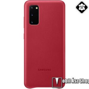 SAMSUNG műanyag védő tok / valódi bőr hátlap - PIROS - SAMSUNG Galaxy S20 (SM-G980F) / SAMSUNG Galaxy S20 5G (SM-G981) - EF-VG980LR - GYÁRI