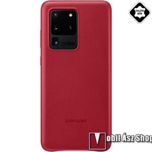 SAMSUNG műanyag védő tok / valódi bőr hátlap - PIROS - SAMSUNG Galaxy S20 Ultra (SM-G988F) / SAMSUNG Galaxy S20 Ultra 5G (SM-G988) - EF-VG988LR - GYÁRI