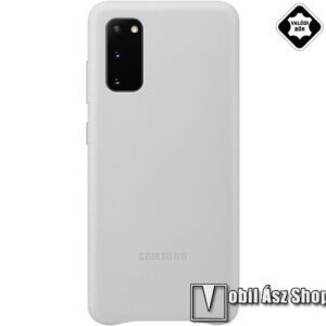 SAMSUNG műanyag védő tok / valódi bőr hátlap - VILÁGOSSZÜRKE - SAMSUNG Galaxy S20 (SM-G980F) / SAMSUNG Galaxy S20 5G (SM-G981) - EF-VG980LS - GYÁRI