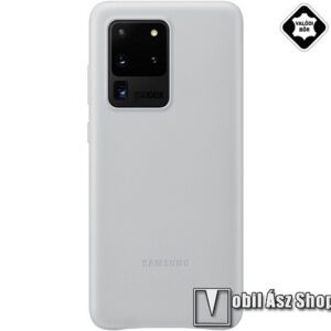 SAMSUNG műanyag védő tok / valódi bőr hátlap - VILÁGOSSZÜRKE - SAMSUNG Galaxy S20 Ultra (SM-G988F) / SAMSUNG Galaxy S20 Ultra 5G (SM-G988) - EF-VG988LS - GYÁRI