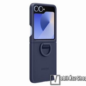 SAMSUNG szilikon védő tok / hátlap - SÖTÉTKÉK - fém ujjgyűrűvel - SAMSUNG Galaxy Z Flip6 (SM-F741) - EF-PF741TNEGWW - GYÁRI