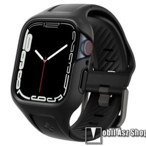SPIGEN LIQUID AIR PRO okosóra szíj és védő keret - szilikon - FEKETE - APPLE Watch Series 7 (41mm) / Series 8 (41mm) / Series 9 (41mm) - ACS04190 - GYÁRI