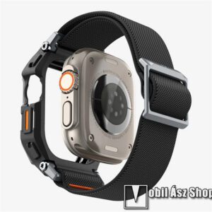 SPIGEN LITE FIT PRO okosóra szíj és szilikon tok - FEKETE - szövet