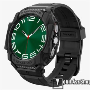 SPIGEN RUGGED ARMOR PRO okosóra szíj és védő keret - állítható szilikon szíj + szilikon keret - FEKETE - SAMSUNG Galaxy Watch Ultra (SM-L705) - ACS08427 - GYÁRI