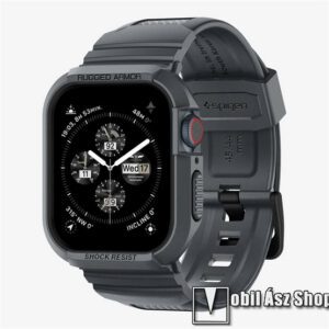 SPIGEN RUGGED ARMOR PRO okosóra szíj és védő keret - állítható szilikon szíj + szilikon keret - SÖTÉTSZÜRKE - APPLE Watch Series 4 / 5 / 6 / SE / SE2 44mm / Series 7 / 8 / 9 45mm - ACS07387 - GYÁRI