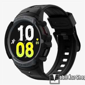 SPIGEN RUGGED ARMOR PRO okosóra szíj és védő keret - állítható szilikon szíj + szilikon keret - SÖTÉTSZÜRKE - SAMSUNG Galaxy Watch4 40mm (SM-R860) - ACS03165 - GYÁRI