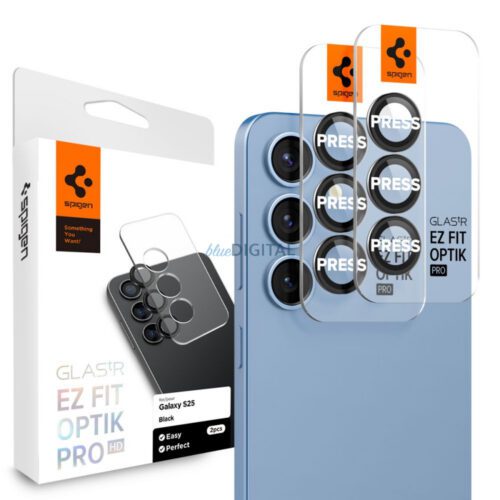 Spigen Optik Pro Glas.Tr "Ez Fit" Camera Protector 2-Pack for Samsung Galaxy S25 Black